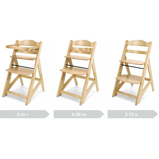 Medinė maitinimo kėdutė WOODY NATURAL 3 IN 1 