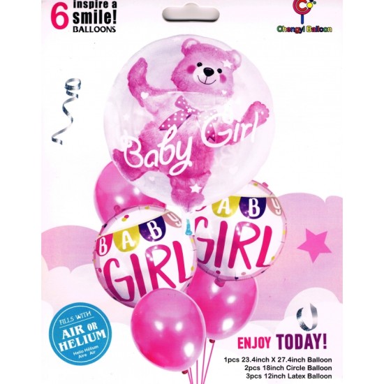 Folinis balionas "BABY GIRL", 6 vnt.