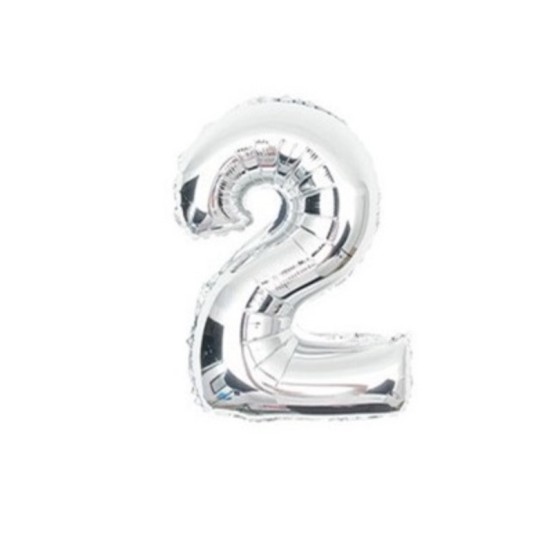 Folinis balionas Skaičius "2", sidabrinis