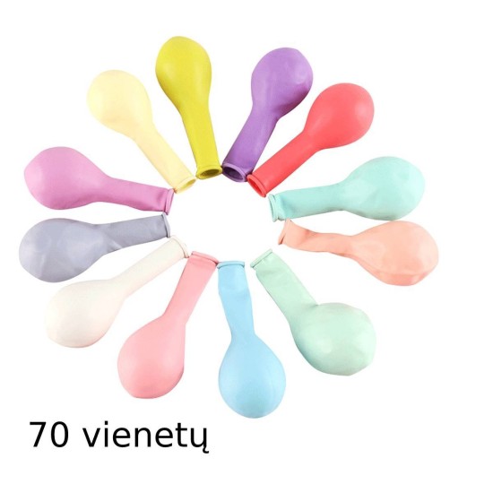 Šventiniai balionai, 70 vnt., 23 cm., Pastelinių spalvų