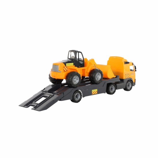 Sunkvežimis - vilkikas Wader Volvo su priekaba, 90 cm. ir ekskavatoriumi