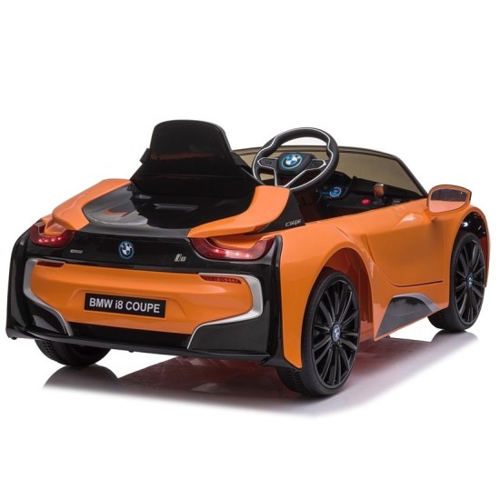 Vienvietīgs bērnu elektromobilis BMW I8 Lift, oranžs