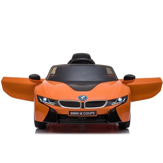 Vienvietīgs bērnu elektromobilis BMW I8 Lift, oranžs