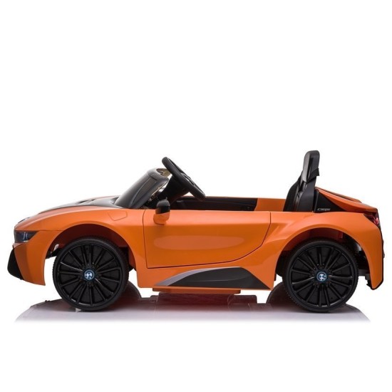 Vienvietīgs bērnu elektromobilis BMW I8 Lift, oranžs