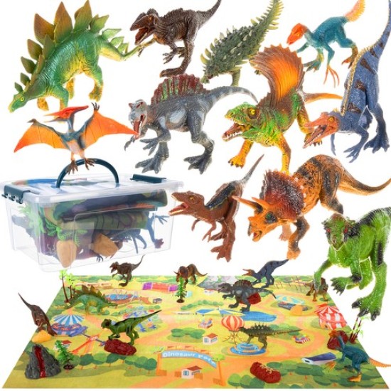 Figūriņas - dinozauri, 11 gab. + paklājiņš