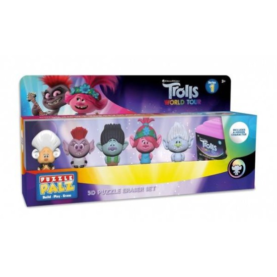 Trolls guminių trintukų rinkinys 3D