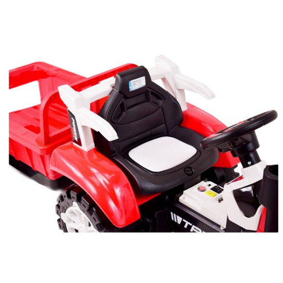 Sarkans elektrotraktors ar piekabi TRUCK III