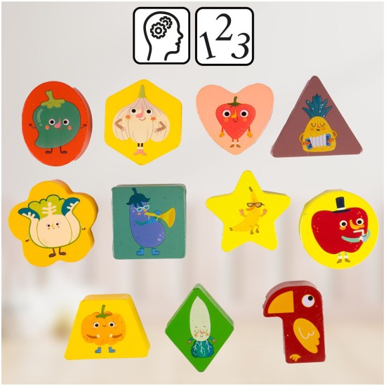 Montessori Medinė žvejyba „Vegetables"