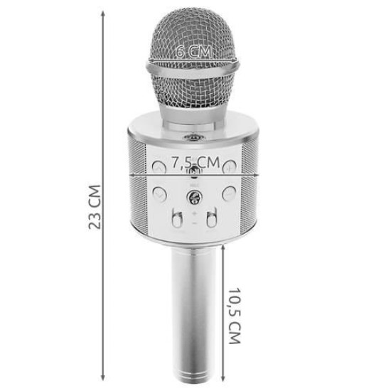 Nešiojamas karaoke bluetooth mikrofonas Ws 858 Silver