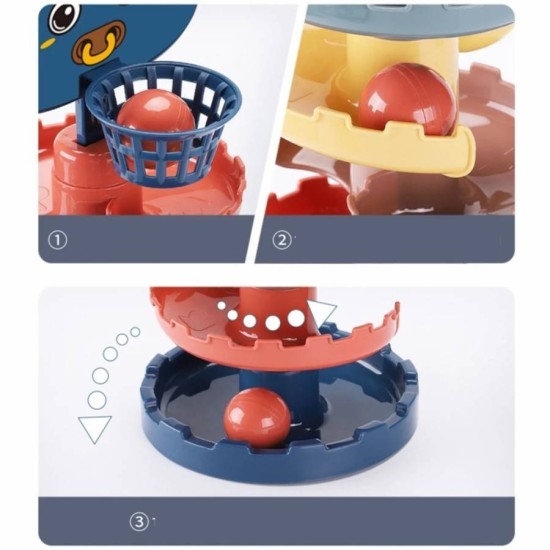 Montessori - bokštas su kamuoliukais ir mini krepšiniu