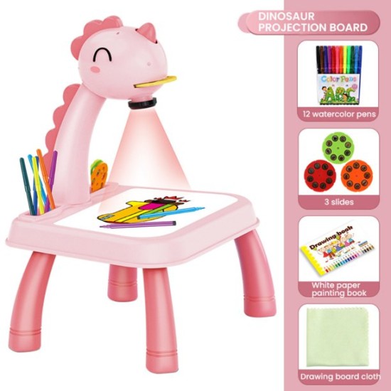 Izglītojošs rotaļlietu zīmēšanas projektors Dinosaur 3*1, Rose