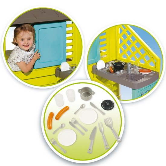 Bērnu rotaļu namiņš ar virtuvīti Smoby Pretty Playhouse + Summer Kitchen