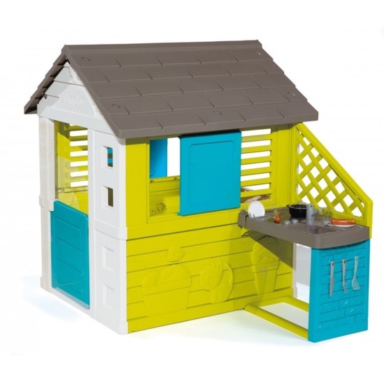 Bērnu rotaļu namiņš ar virtuvīti Smoby Pretty Playhouse + Summer Kitchen