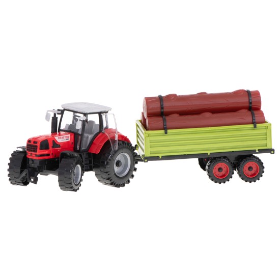 Rotaļu traktors ar piekabi un kravu