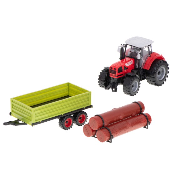 Rotaļu traktors ar piekabi un kravu