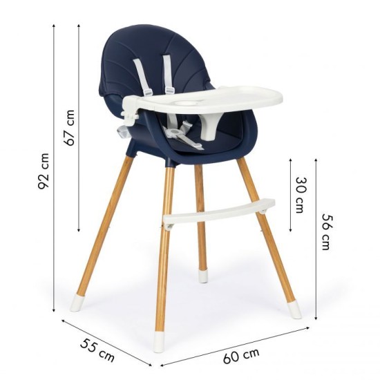 Barošanas krēsls Ecotoys tumši zils Jauns 2in1