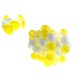 100 gab. krāsainas plastmasas bumbiņas 5,5 cm. balts - dzeltens