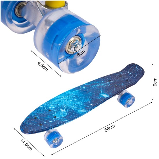 Bērnu skrituļdēlis "Kosmoss" 56 cm ar LED gaismas riteņiem