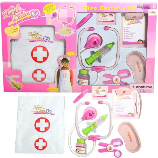 Rotaļlietu ārsta komplekts ar skaņām un gaismām ārsts Pink