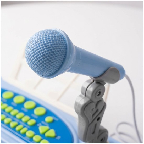 Bērnu klavieres ar 37 taustiņiem un mikrofonu, zilas, USB, MP3