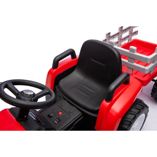 New Holland elektriskais traktors ar piekabi, sarkans