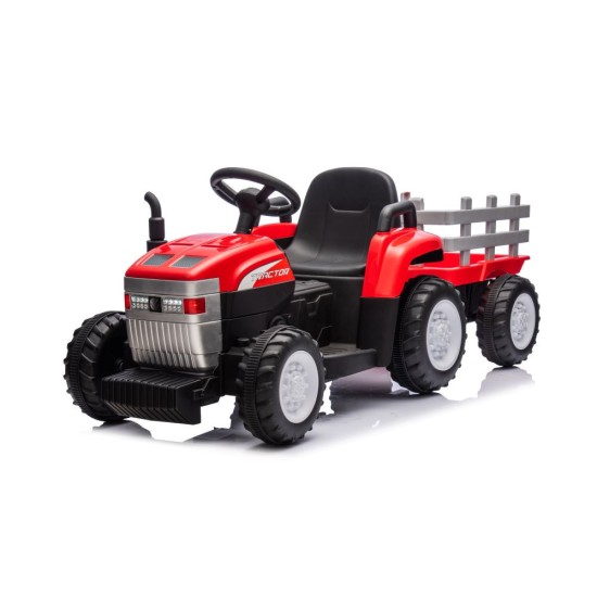 New Holland elektriskais traktors ar piekabi, sarkans