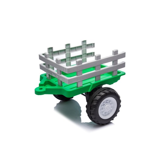 New Holland elektriskais traktors ar piekabi, zaļš