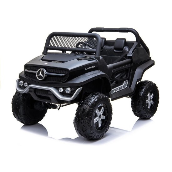 Divvietīgs elektromobilis bērniem Lean Cars Mercedes Unimog 4x4, melns