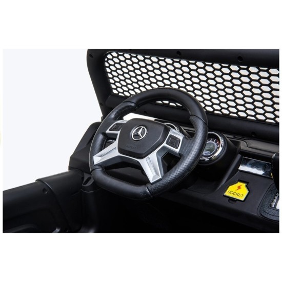 Divvietīgs elektromobilis bērniem Lean Cars Mercedes Unimog 4x4, melns