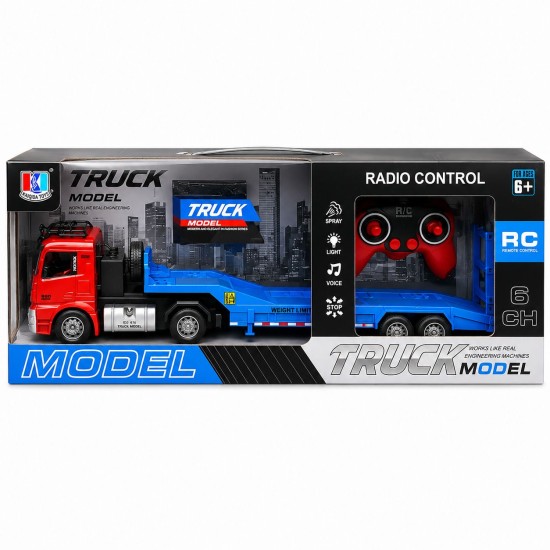 RC kravas auto ar tālvadības pulti, piekabi, dūmu efektiem, gaismām un skaņām, USB, 53 cm