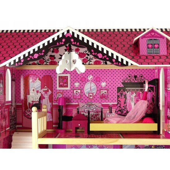 Koka leļļu namiņš ar mēbelēm Villa Amelia 120 cm.