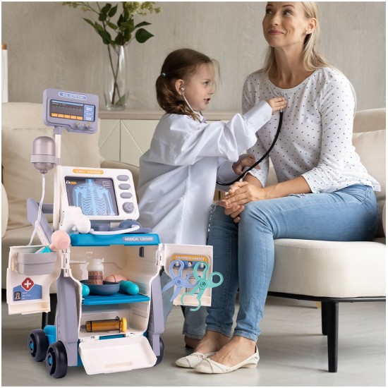 Ārstu komplekts ar ratiņiem "Medicīnas ratiņi", blue