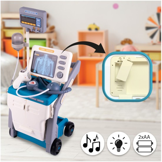 Ārstu komplekts ar ratiņiem "Medicīnas ratiņi", blue