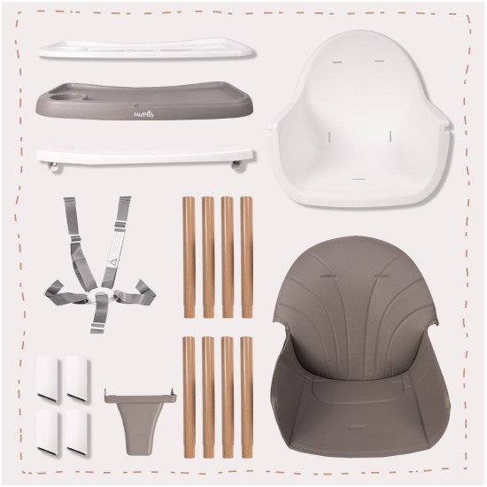 Bērnu barošanas krēsls 3in1 BITEO Grey