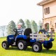 Liels elektriskais traktors ar piekabi, zils