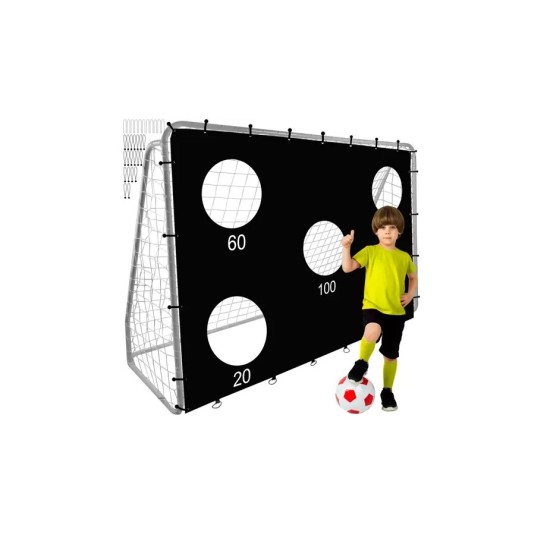 Futbola vārti ar mērķa paklāju bērniem, pārnēsājami, lieli metāla