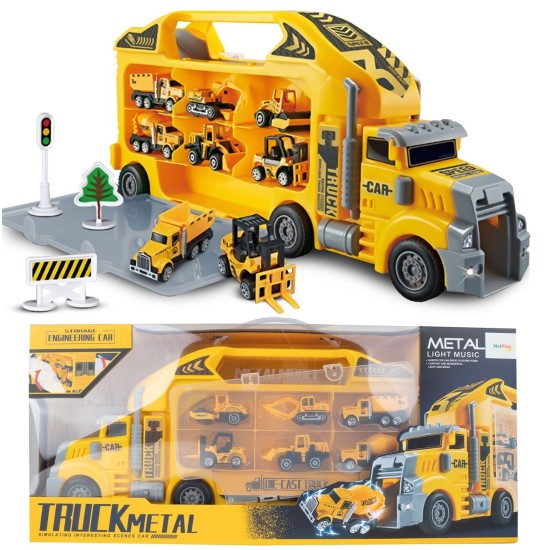 XL kravas automašīna ar 6 metāla automašīnām koferī