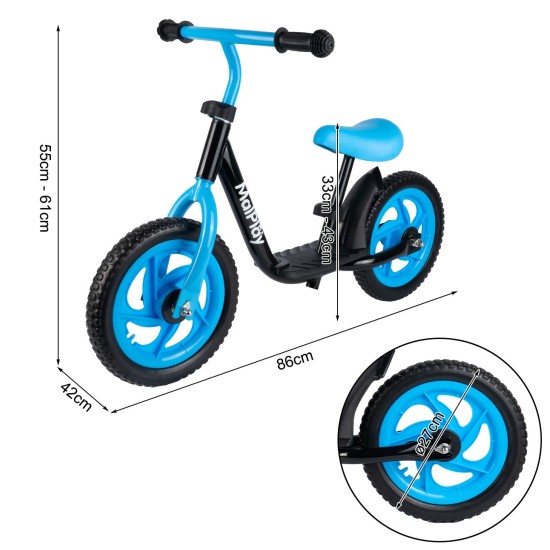 Balansa velosipēds ar EVA platformu 12" melns un zils