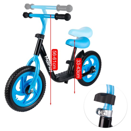 Balansa velosipēds ar EVA platformu 12" melns un zils