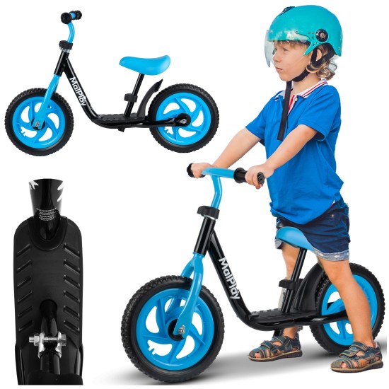Balansa velosipēds ar EVA platformu 12" melns un zils