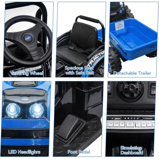 Elektriskais traktors ar piekabi Farmer, Blue