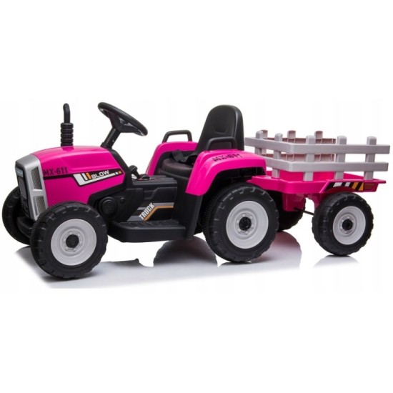 Elektriskais traktors ar piekabi XMX611, rozā