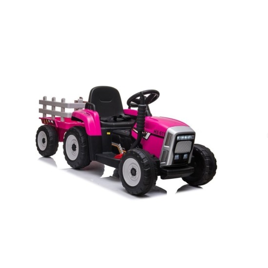 Elektriskais traktors ar piekabi XMX611, rozā
