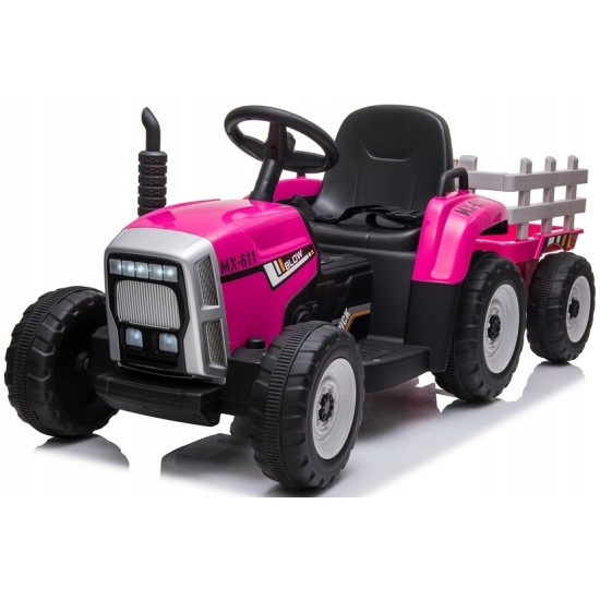 Elektriskais traktors ar piekabi XMX611, rozā