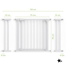 Drošības vārti bērniem 75–110 cm, balti, stiprināmi bez urbšanas