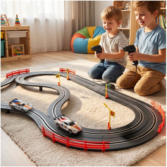 Automašīnu trase Top Turbo, 300 cm, 2 LED automašīnas, 2 pultis
