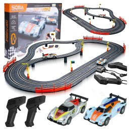 Automašīnu trase Top Turbo, 300 cm, 2 LED automašīnas, 2 pultis