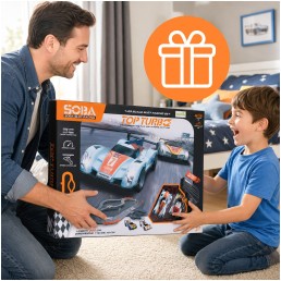 Automašīnu trase Top Turbo, 300 cm, 2 LED automašīnas, 2 pultis