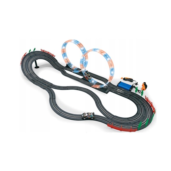 Elektriskā sacīkšu trase 600 cm, 2 automašīnas, izgaismotas cilpas, 1:43