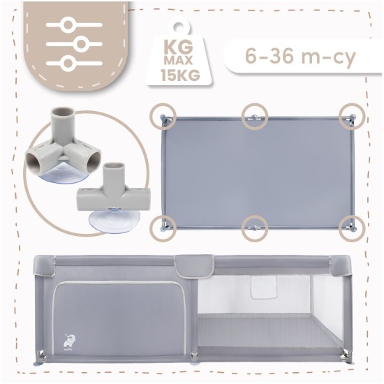 Saliekama bērnu manēža KIVO – rotaļu laukums un sausais baseins, 120x180 cm